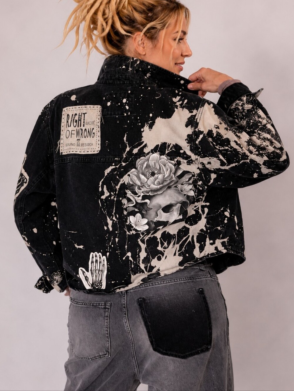 Avangard Designer Upcycled Clothing Jacket Artisan Distressed Hand-Fading